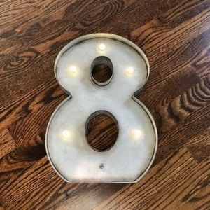 Metal Light-Up Figure  ‘8’ (Stands flat or hangs!)